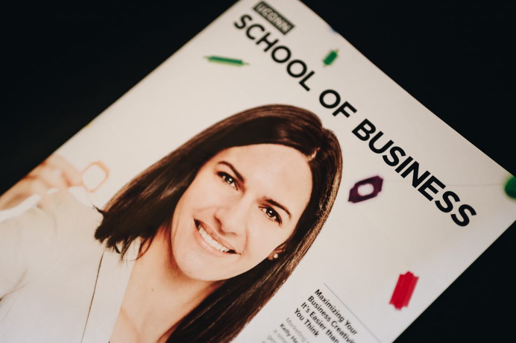 Staged photo of a UConn School of Business publication.